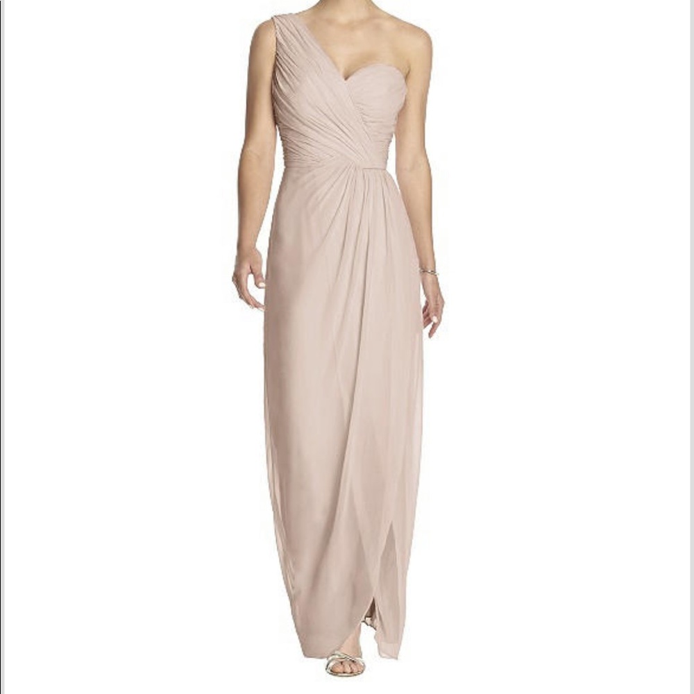 Dessy bridesmaid dress off-shoulder in Cameo
